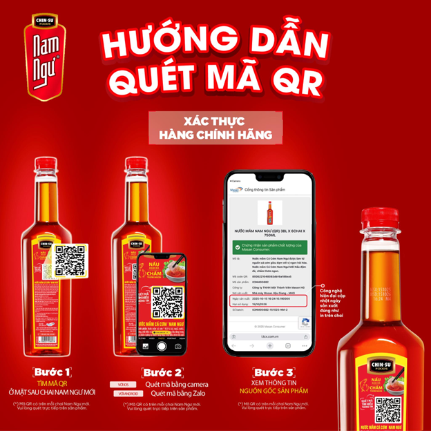 Hướng dẫn quét mã QR nước mắm Nam Ngư